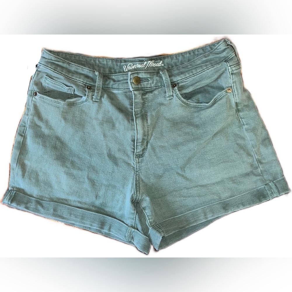 SOLD Universal Thread green high rise midi cuffed hem denim shorts